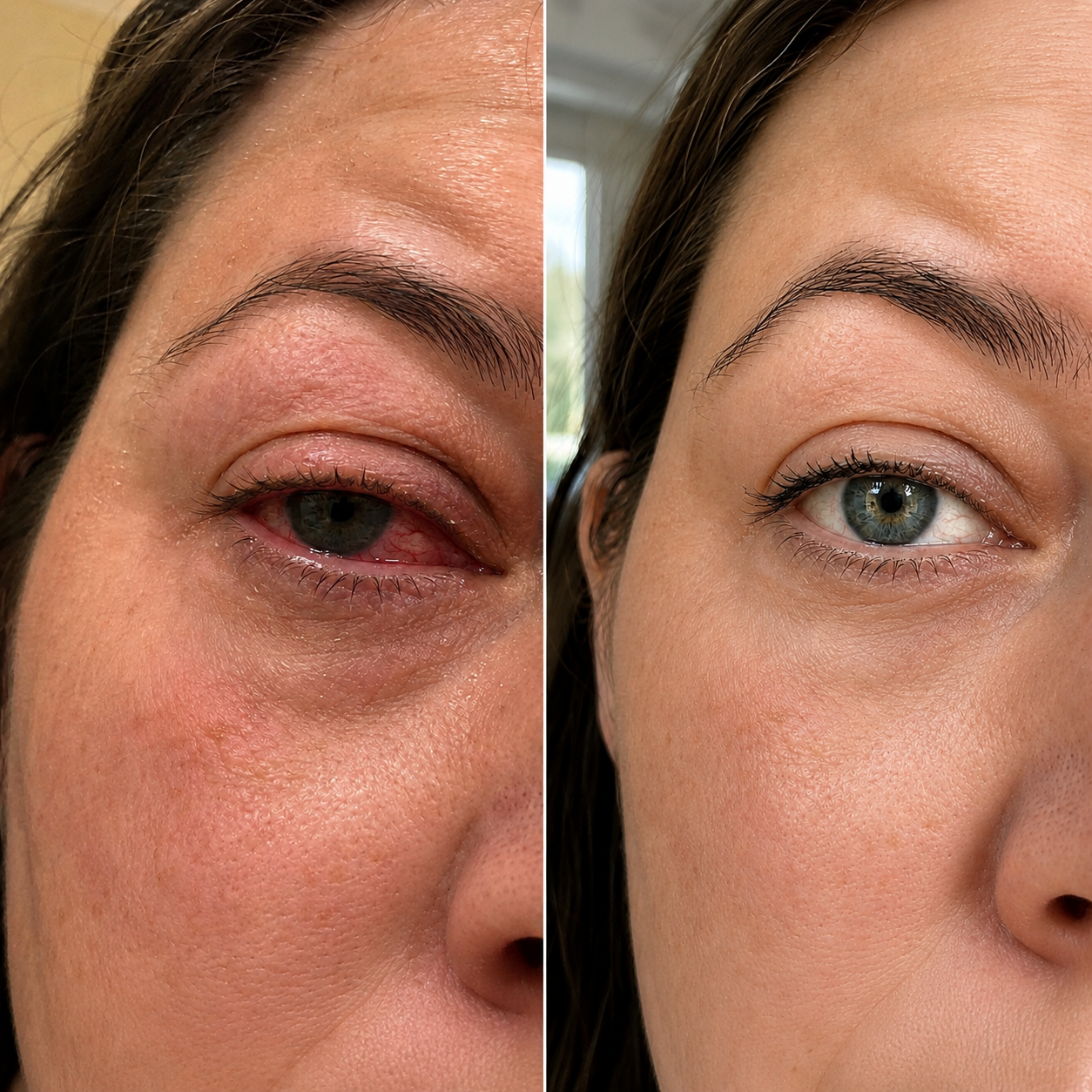 Before and after showing dry eye relief with Senaria omega-3